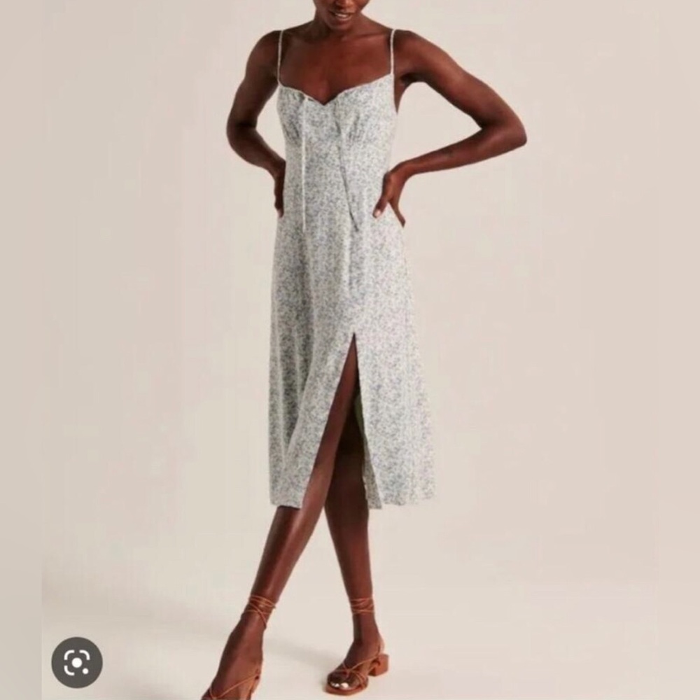 Abercrombie & Fitch Blue and Cream Midi Dress